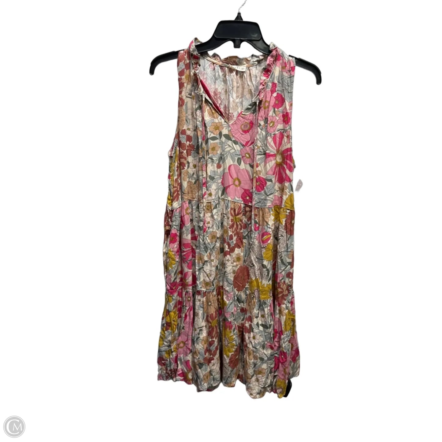 Dress Casual Short By Kori America In Cream & Pink, Size: L