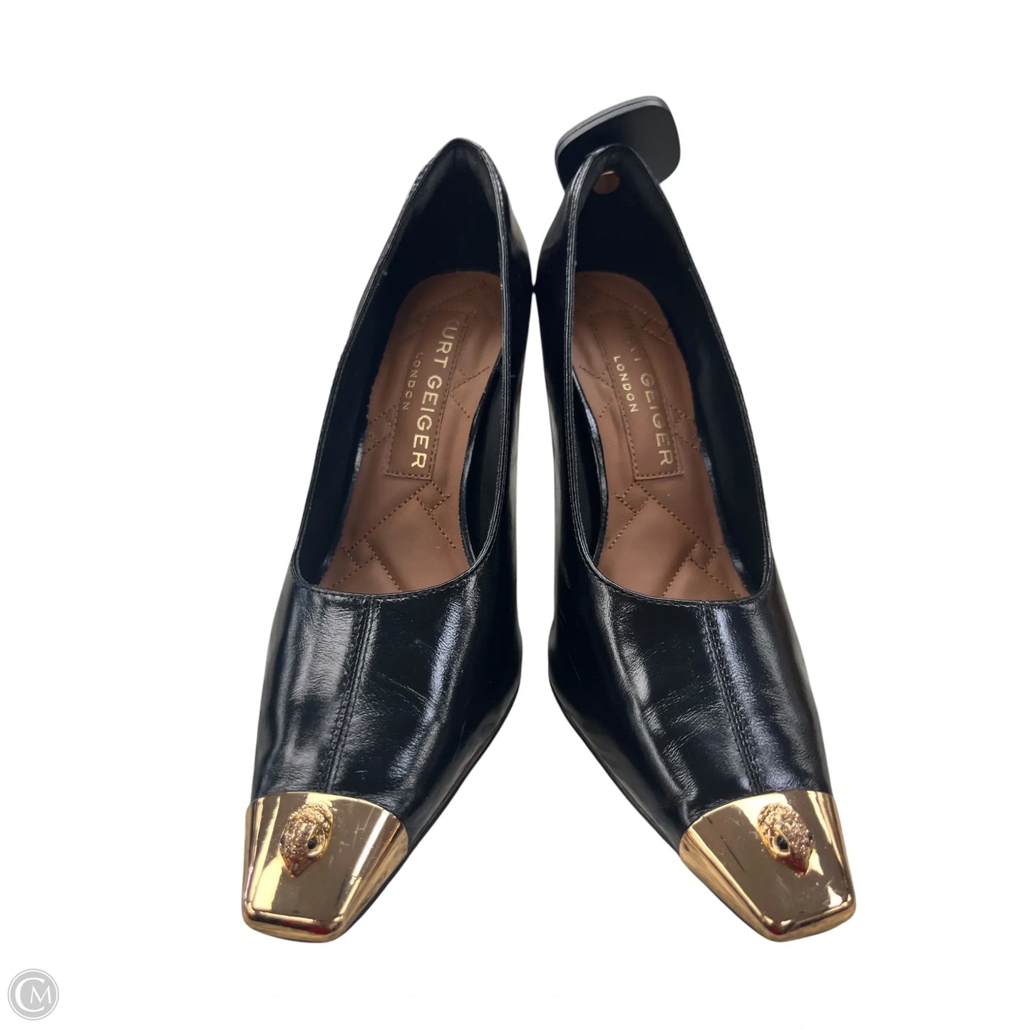 Shoes Designer By Kurt Geiger In Black & Gold, Size: 8.5