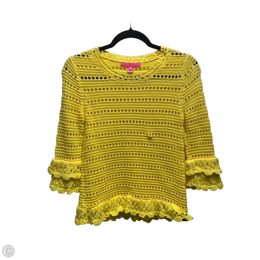 Top Long Sleeve Designer By Lilly Pulitzer In Yellow, Size: Xs