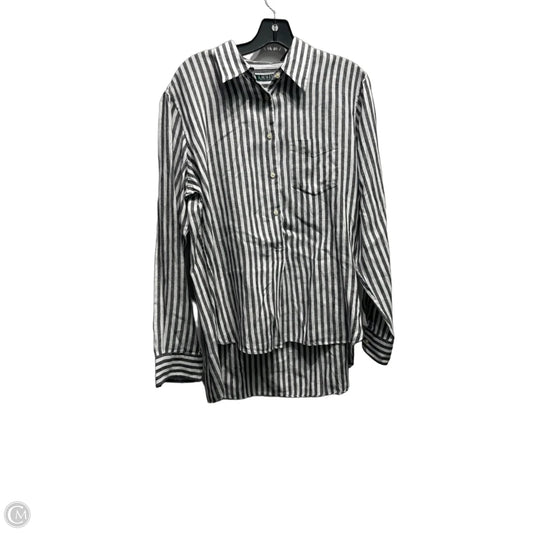 Top Long Sleeve By Ralph Lauren In Grey & White, Size: L