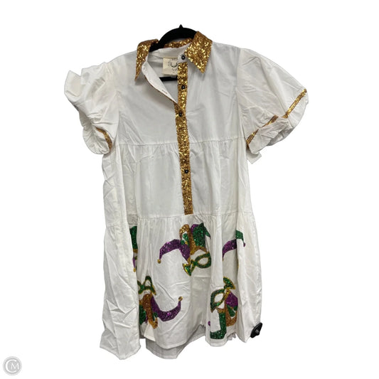 Dress Party Short By Fantastic Fawn In Gold & White, Size: S