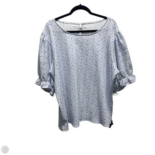 Top Short Sleeve By Clothes Mentor In Blue & White, Size: Xxl