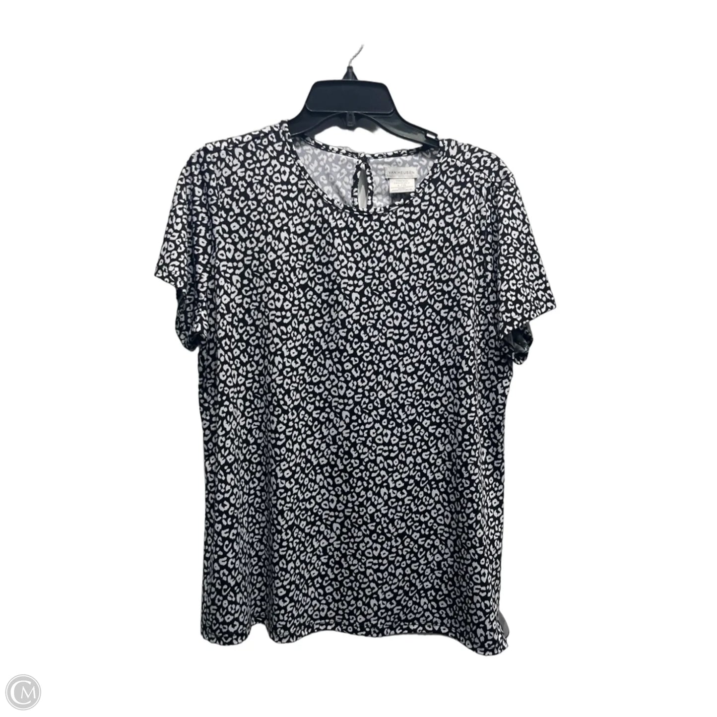 Top Short Sleeve By Van Heusen In Black & White, Size: L