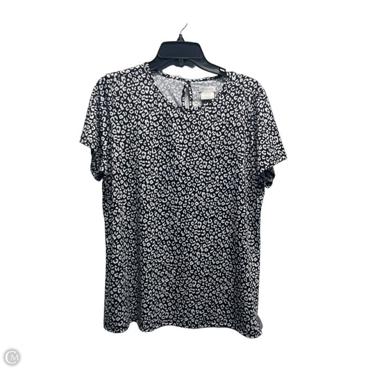 Top Short Sleeve By Van Heusen In Black & White, Size: L