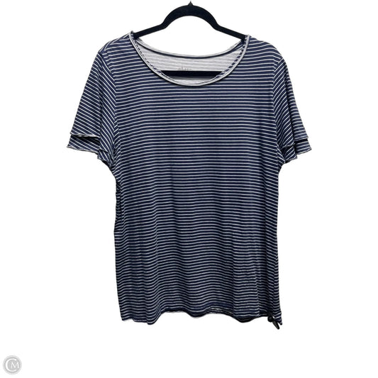Top Short Sleeve By Motto In Blue & White, Size: 1x
