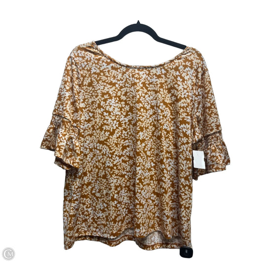 Top Short Sleeve By Lc Lauren Conrad In Tan & White, Size: Xl
