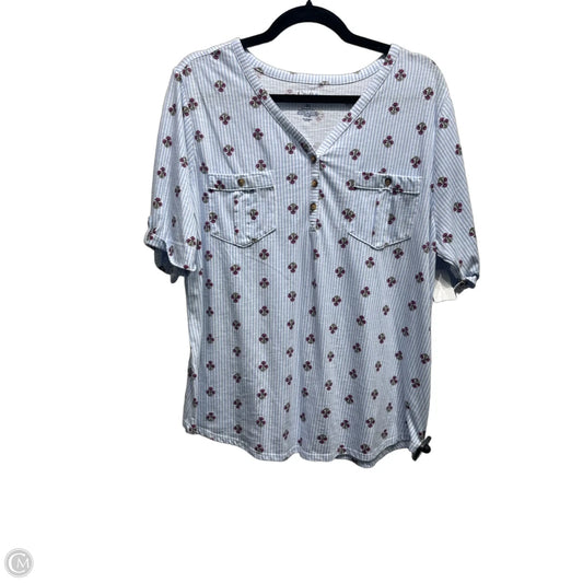 Top Short Sleeve By Croft And Barrow In Blue & White, Size: Xxl