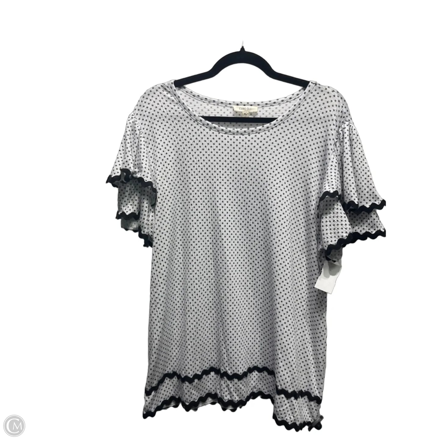 Top Short Sleeve By Como Blu In Black & White, Size: Xl