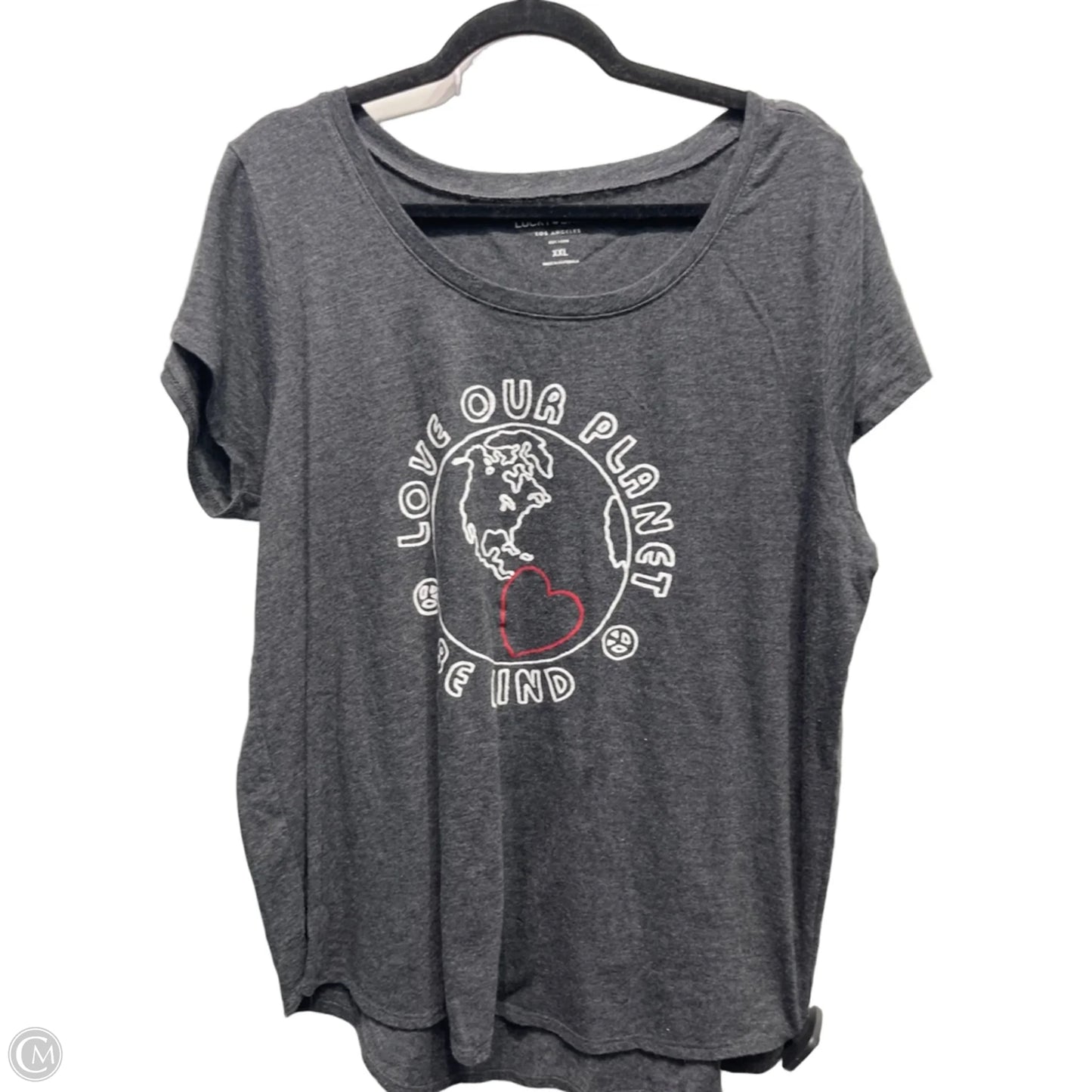 Top Short Sleeve Basic By Lucky Brand In Grey, Size: Xxl
