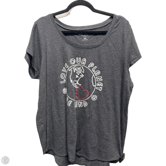 Top Short Sleeve Basic By Lucky Brand In Grey, Size: Xxl