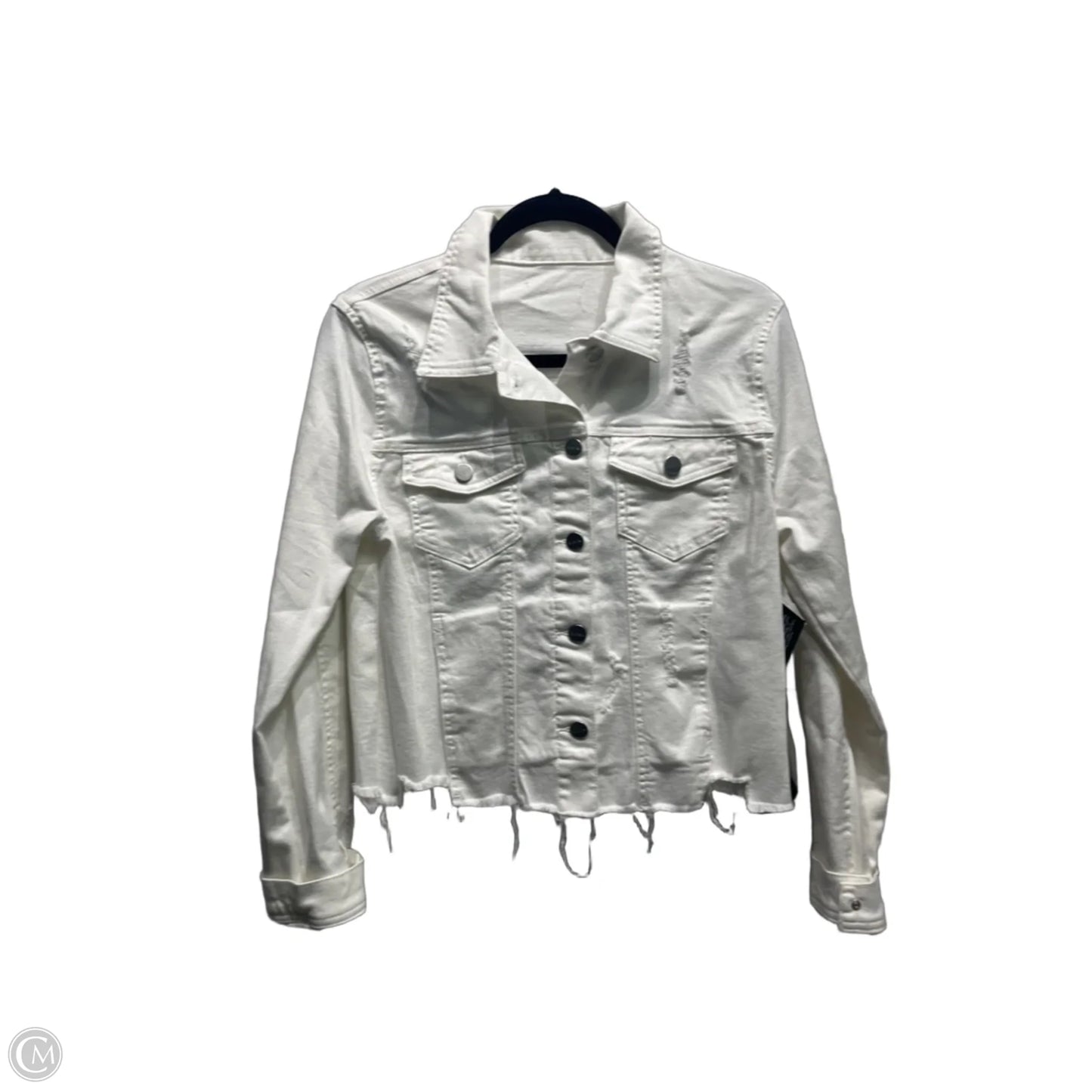 Jacket Denim By Risen In White Denim, Size: M