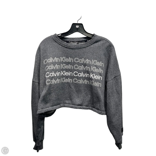 Athletic Sweatshirt Collar By Calvin Klein Performance In Grey & White, Size: S
