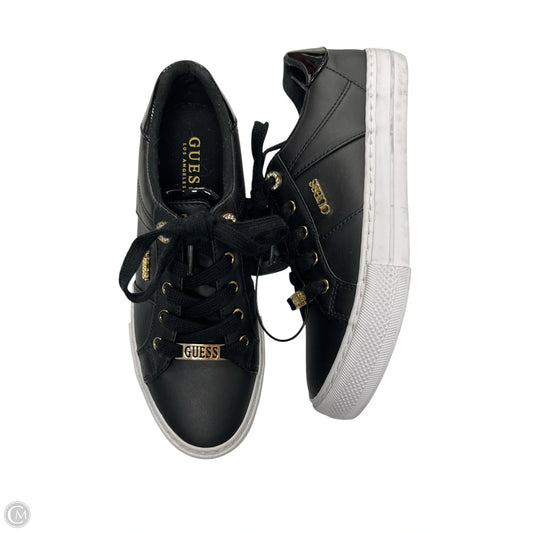 Shoes Sneakers By Guess In Black & Gold, Size: 6.5