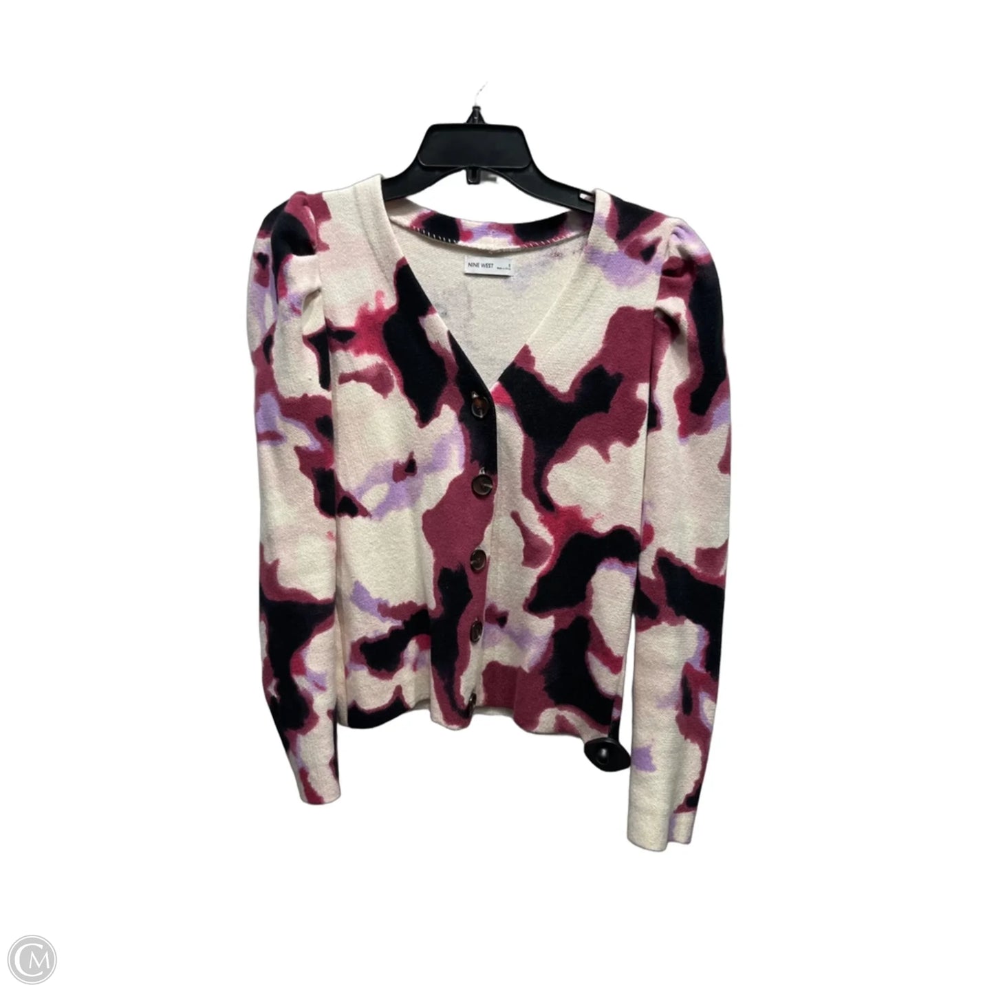 Sweater Cardigan By Nine West In Black & Purple, Size: S