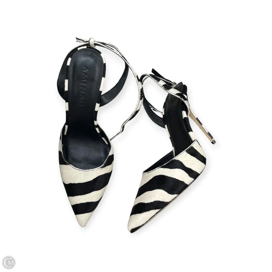 Sandals Heels Stiletto By AMINAH In Black & White, Size: 9