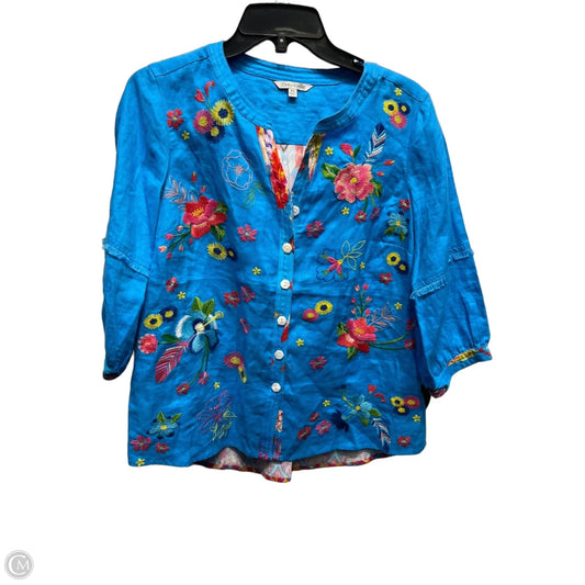 Top 3/4 Sleeve By John Mark In Blue & Red, Size: Sp
