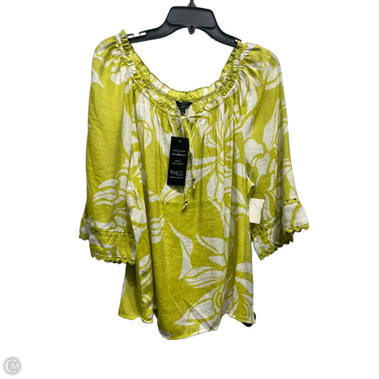 Top 3/4 Sleeve By Unique Spectrum In Green & White, Size: Xl