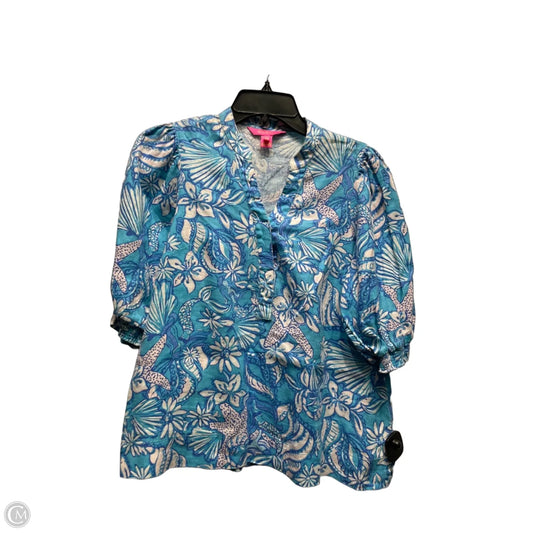 Top 3/4 Sleeve Designer By Lilly Pulitzer In Blue & White, Size: 0