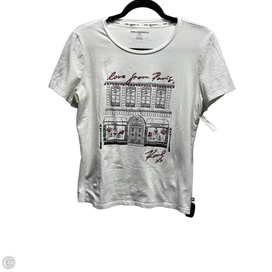 Top Short Sleeve Designer By Karl Lagerfeld In Black & White, Size: M
