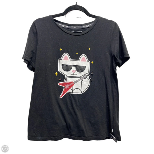 Top Short Sleeve Designer By Karl Lagerfeld In Black & White, Size: M