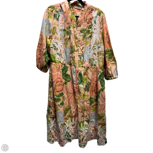Dress Casual Midi By Soft Surroundings In Green & Pink, Size: Xl