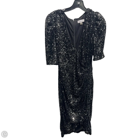 Dress Casual Short By Calvin Klein In Black & Silver, Size: 8