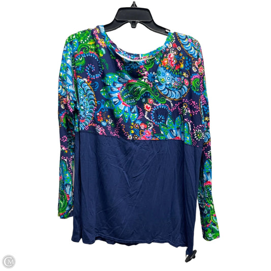 Top Long Sleeve Designer By Lilly Pulitzer In Blue & Green, Size: Xl
