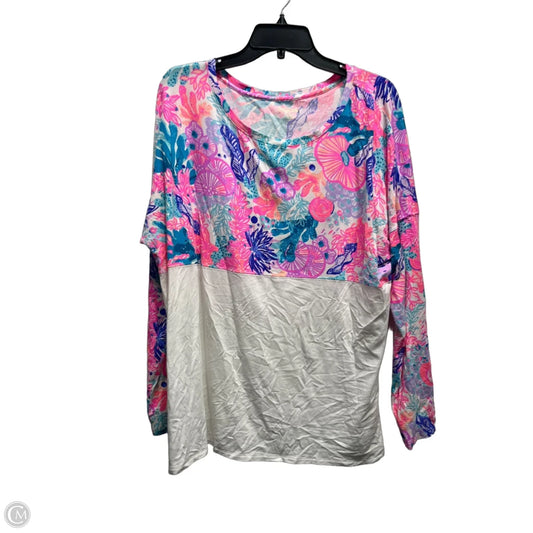 Top Long Sleeve Designer By Lilly Pulitzer In Blue & Pink, Size: Xxl
