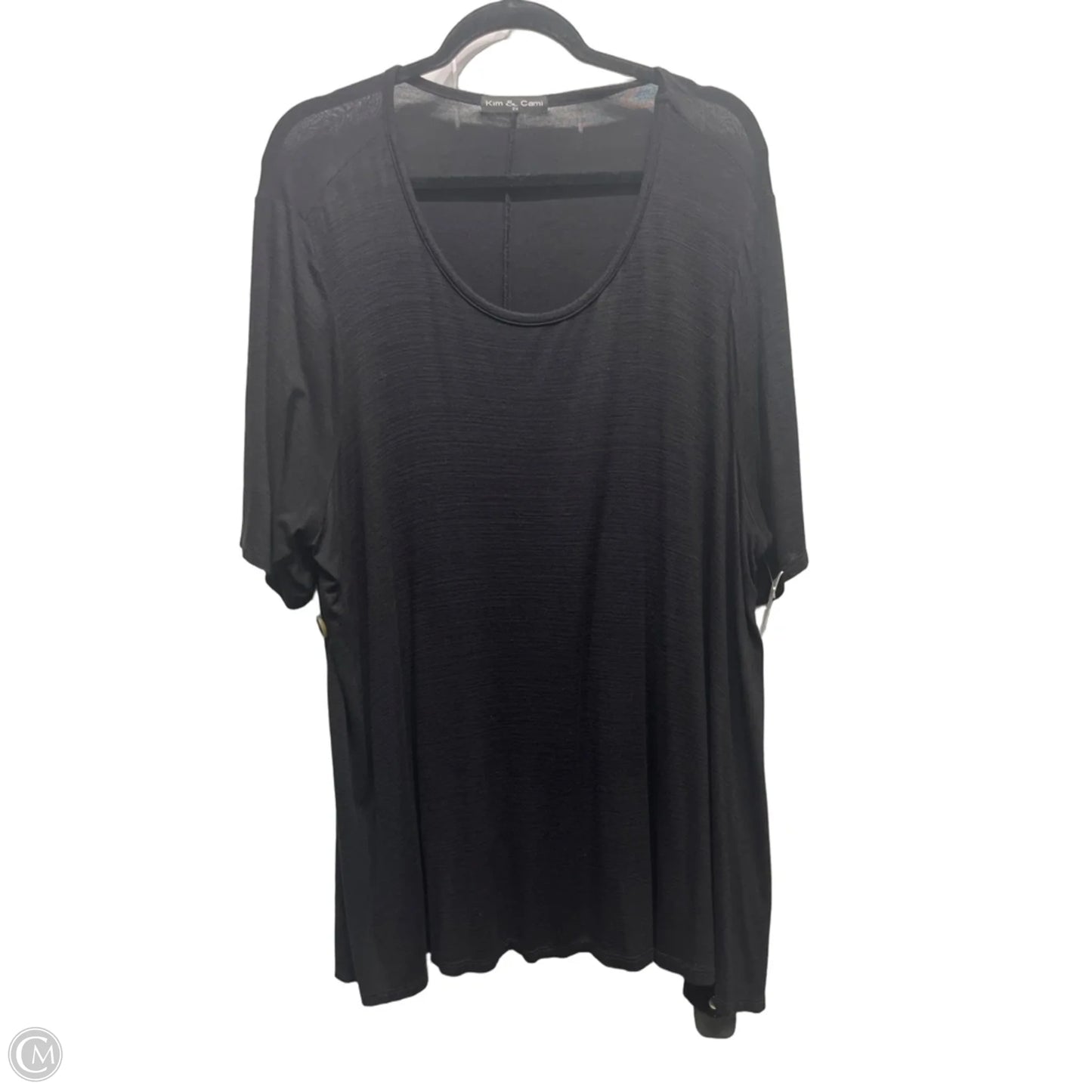 Top Short Sleeve By Kim & Cami In Black, Size: 2x