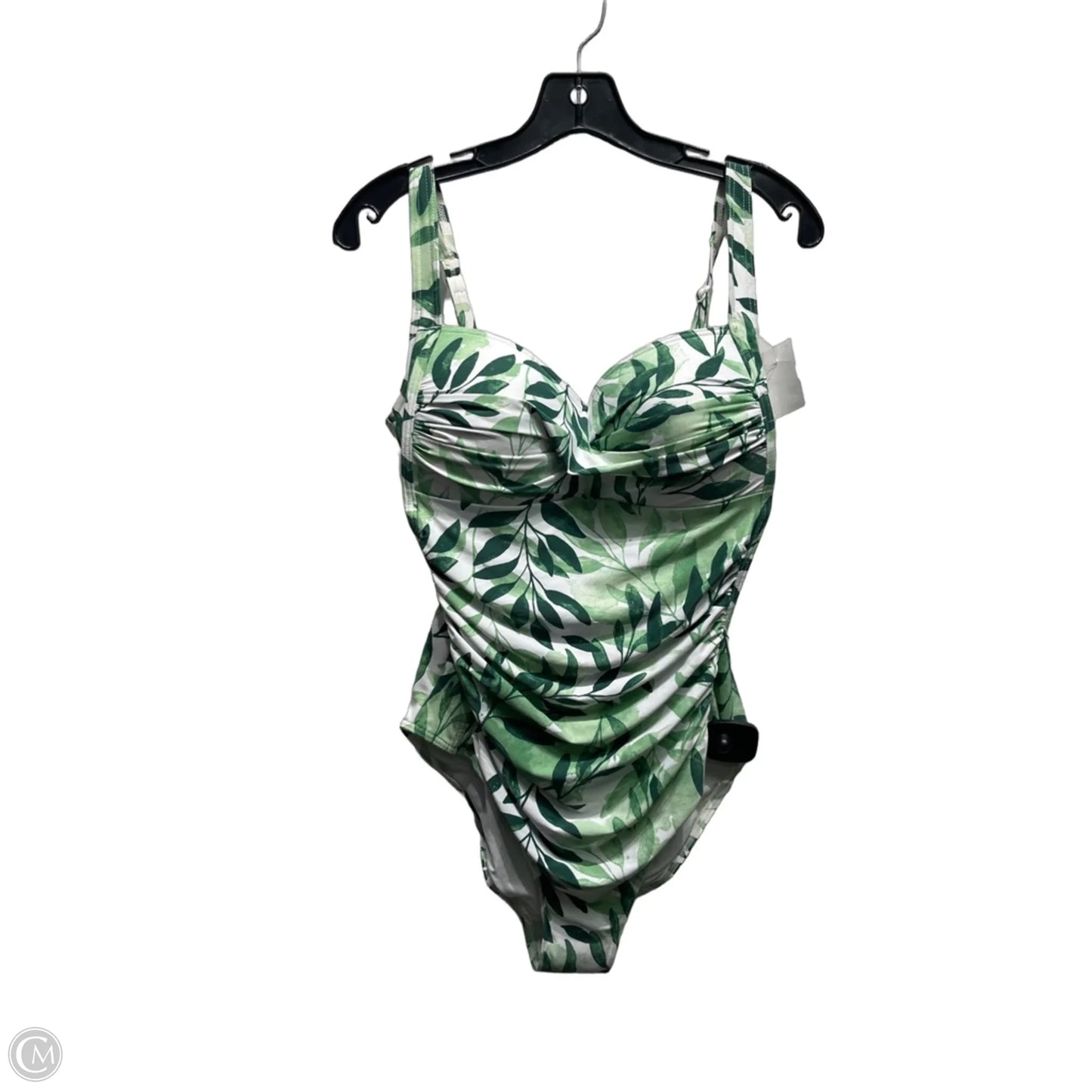 Swimsuit By Clothes Mentor In Green & White, Size: 10