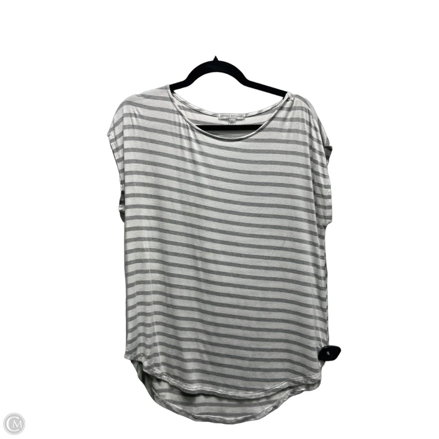 Top Short Sleeve By Green Envelope In Grey & White, Size: L