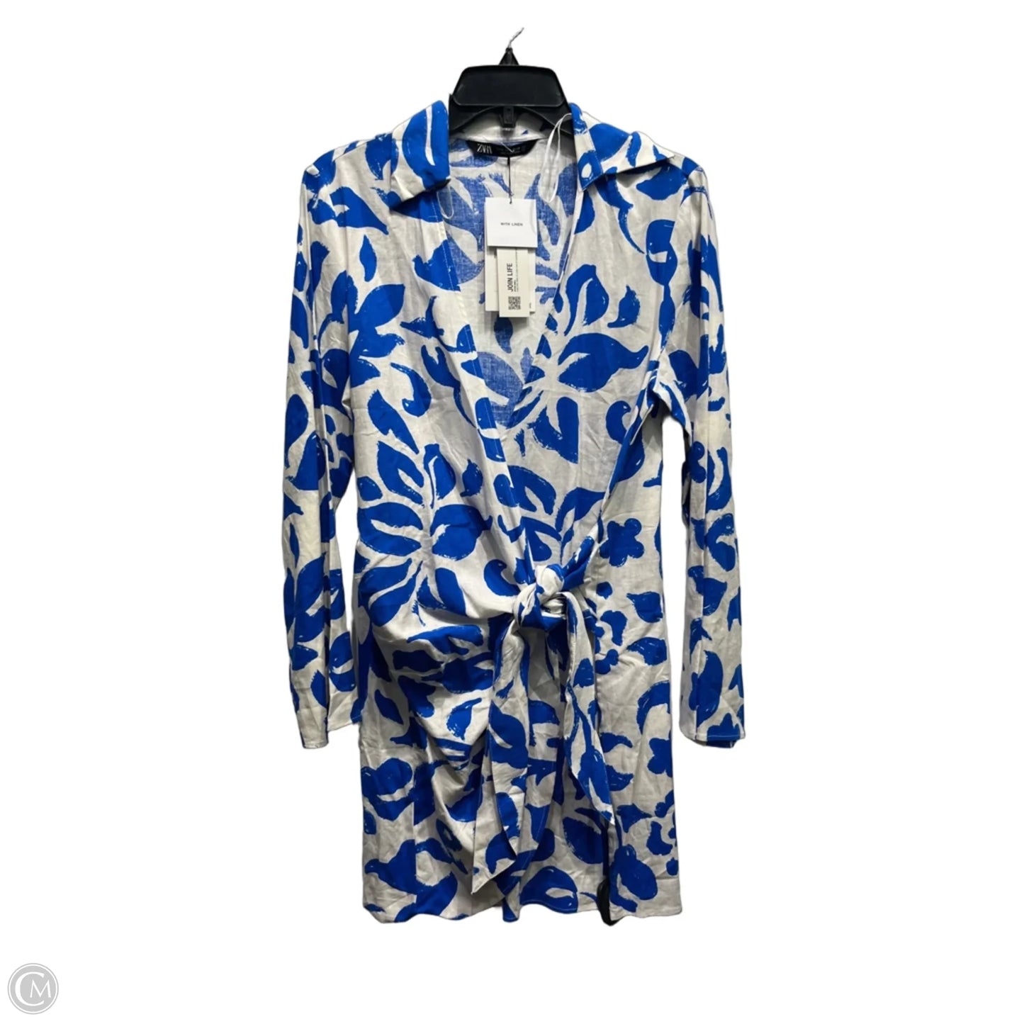 Dress Casual Short By Zara In Blue & White, Size: M