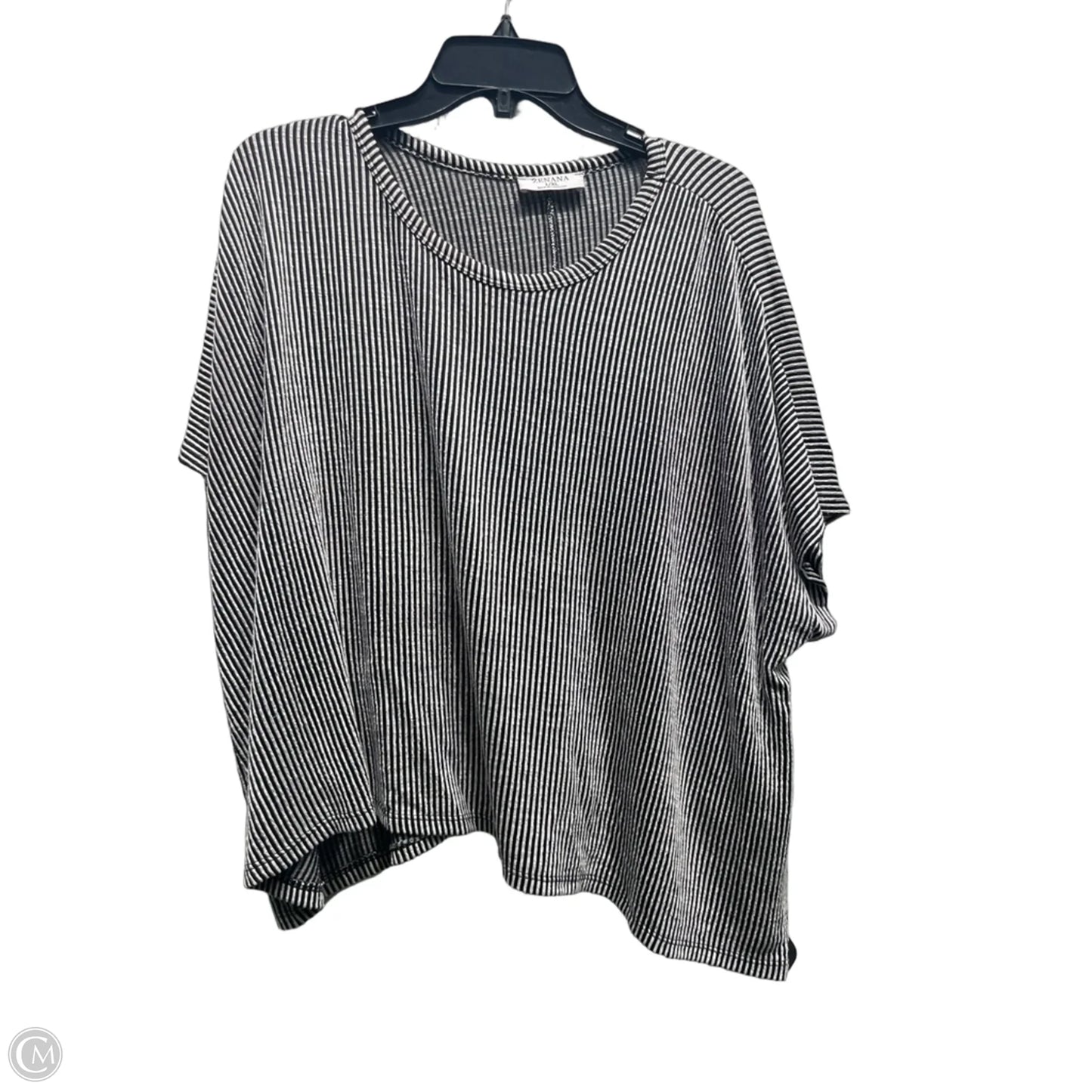 Top Short Sleeve By Zenana In Black & White, Size: L