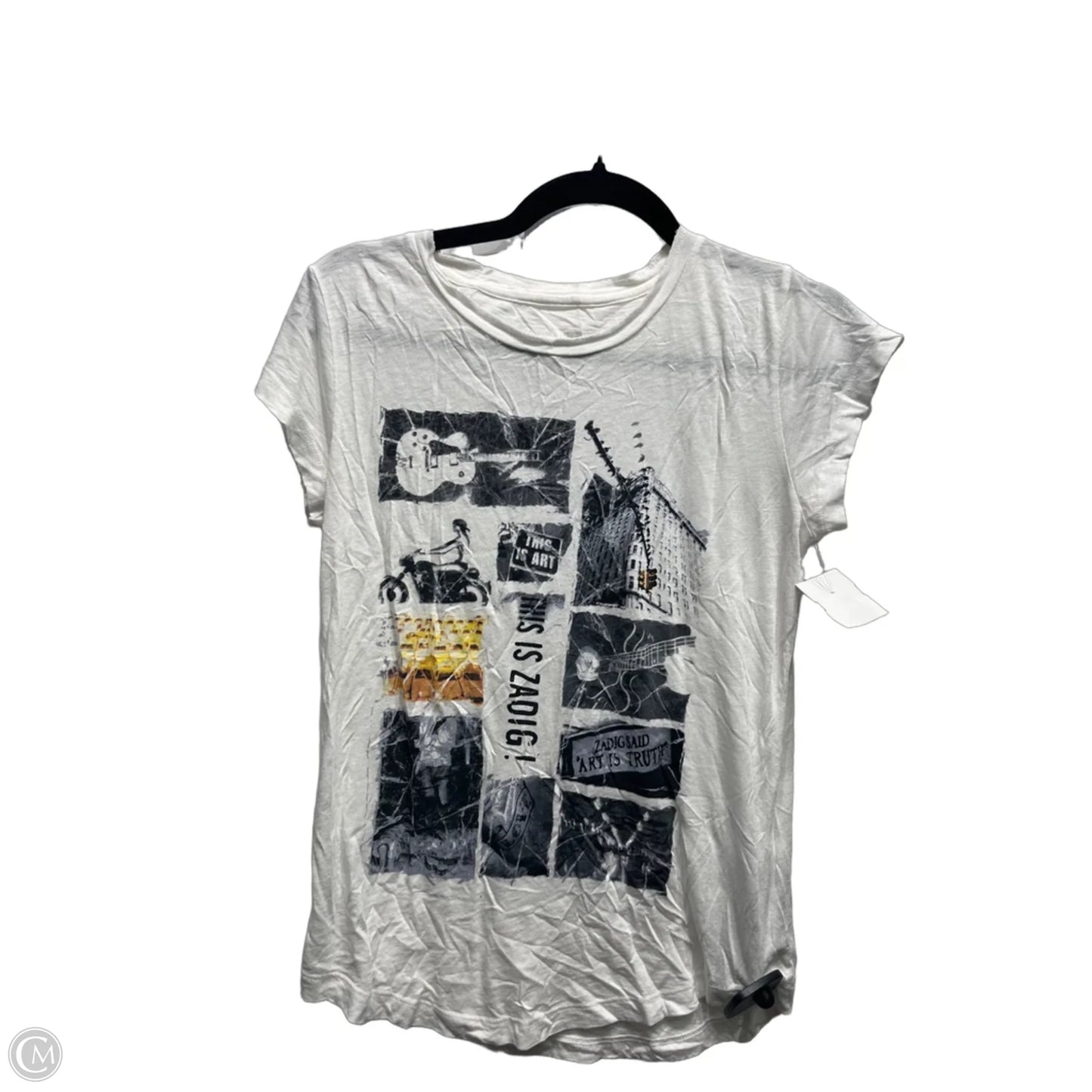 Top Short Sleeve By Zadig And Voltaire In Grey & White, Size: S