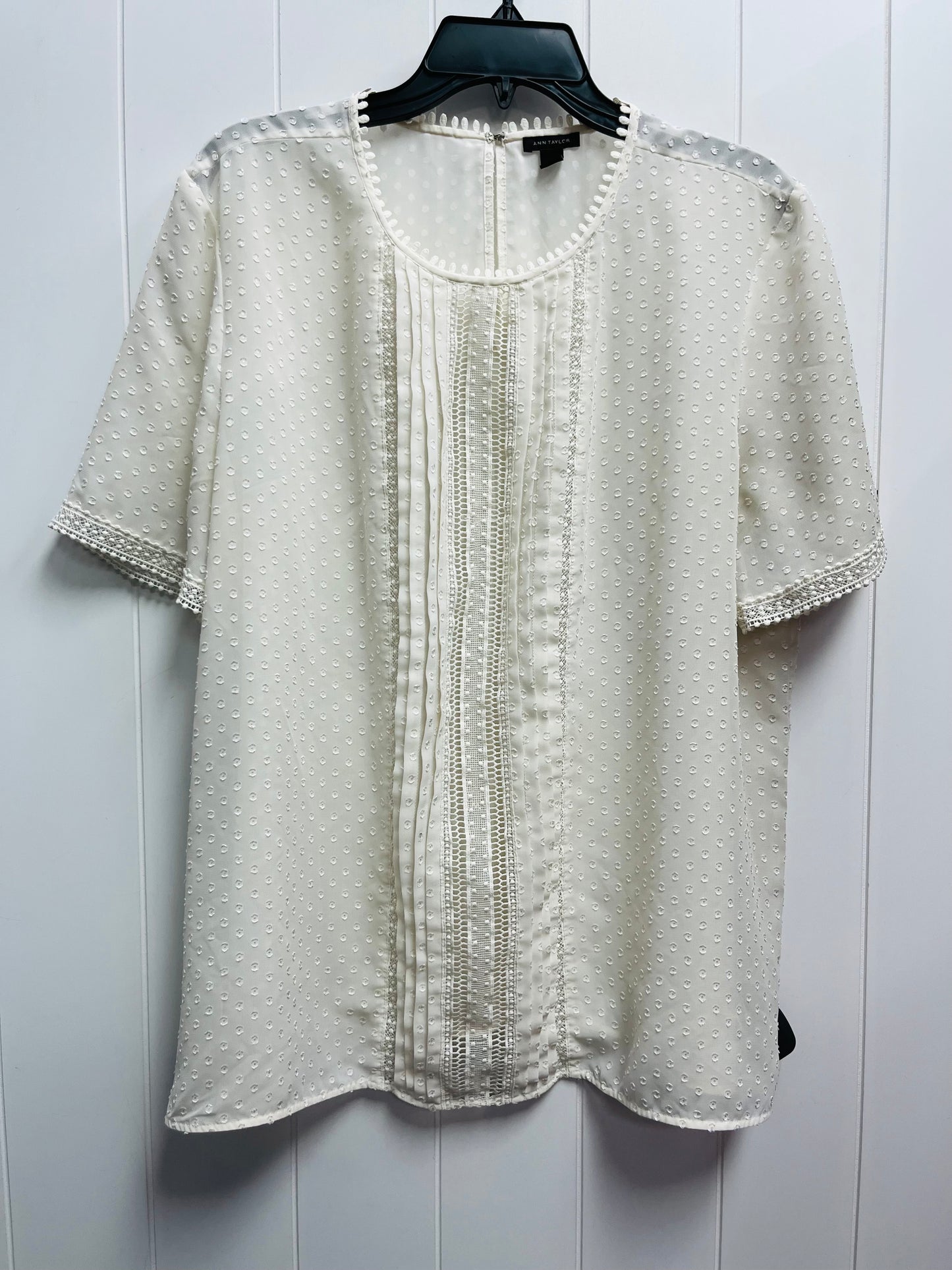 Top Short Sleeve By Ann Taylor In Cream, Size: Xl