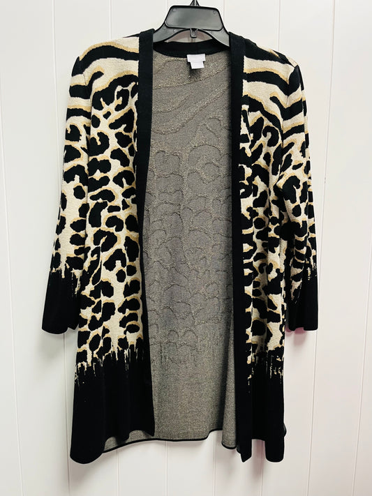 Sweater Cardigan By Chicos In Black & Brown, Size: Xl