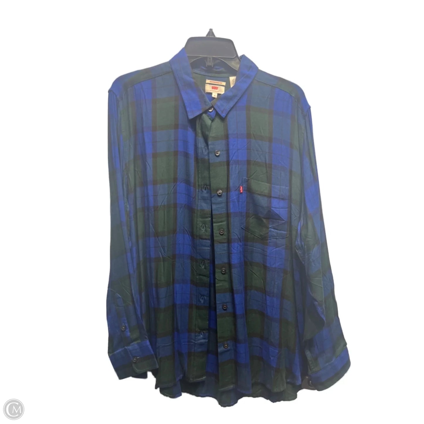 Top Long Sleeve By Levis In Blue & Green, Size: Xl