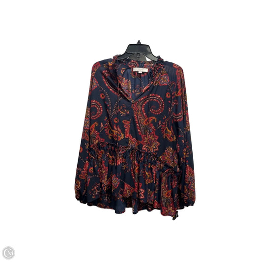 Top Long Sleeve By Loft In Blue & Red, Size: Xl