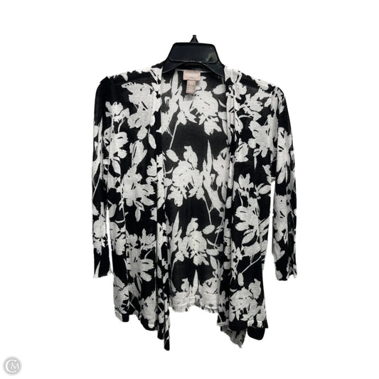 Sweater Cardigan By Chicos In Black & White, Size: S