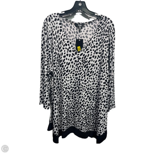 Top Long Sleeve By Investments In Black & White, Size: 3x
