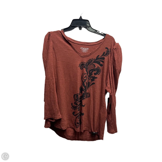Top Long Sleeve By Chicos In Orange, Size: L