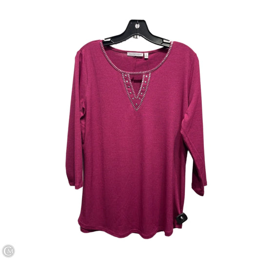 Top Long Sleeve By Notations In Red, Size: M