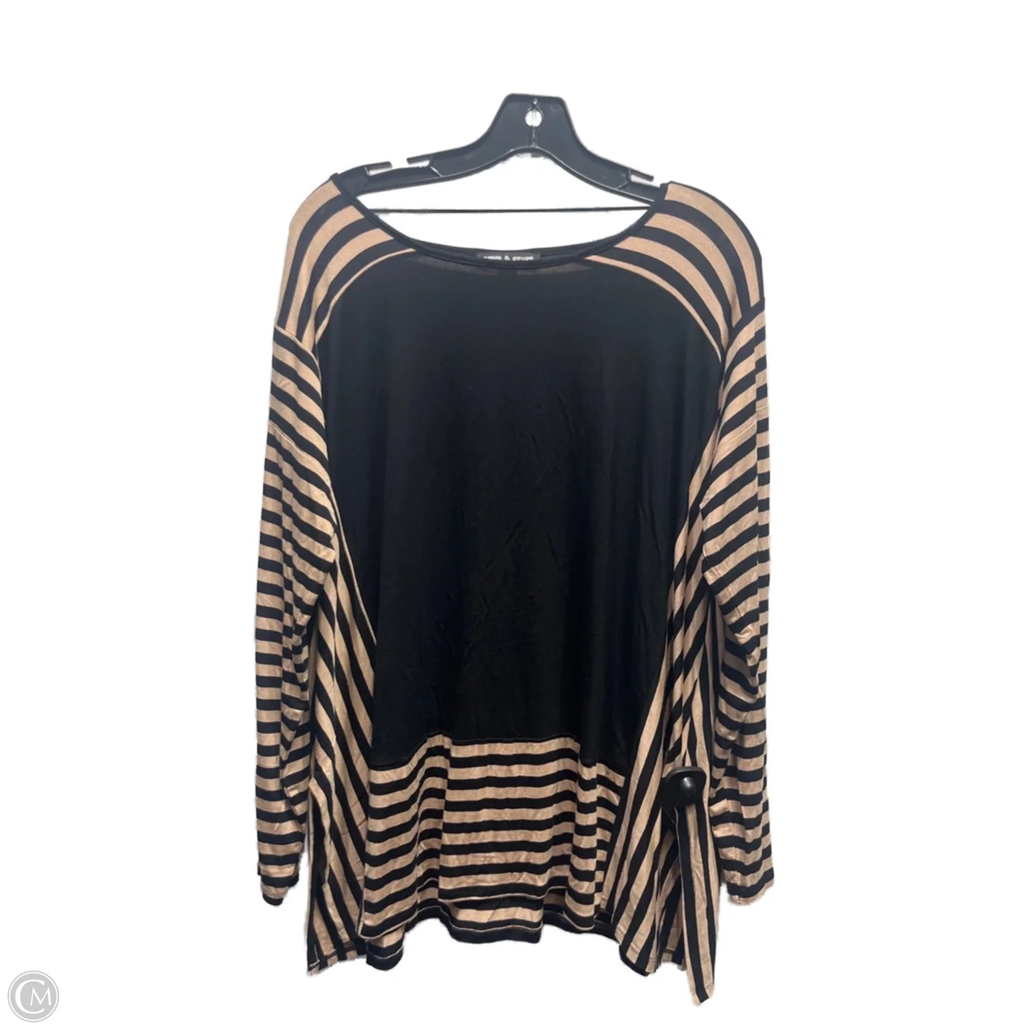 Top Long Sleeve By Cable And Gauge In Black & Brown, Size: M