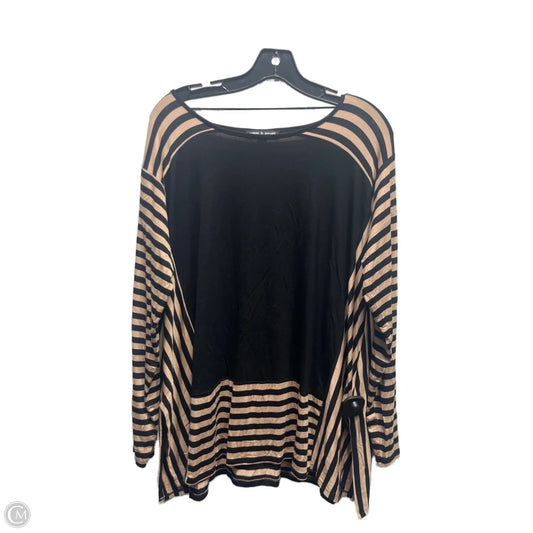 Top Long Sleeve By Cable And Gauge In Black & Brown, Size: M
