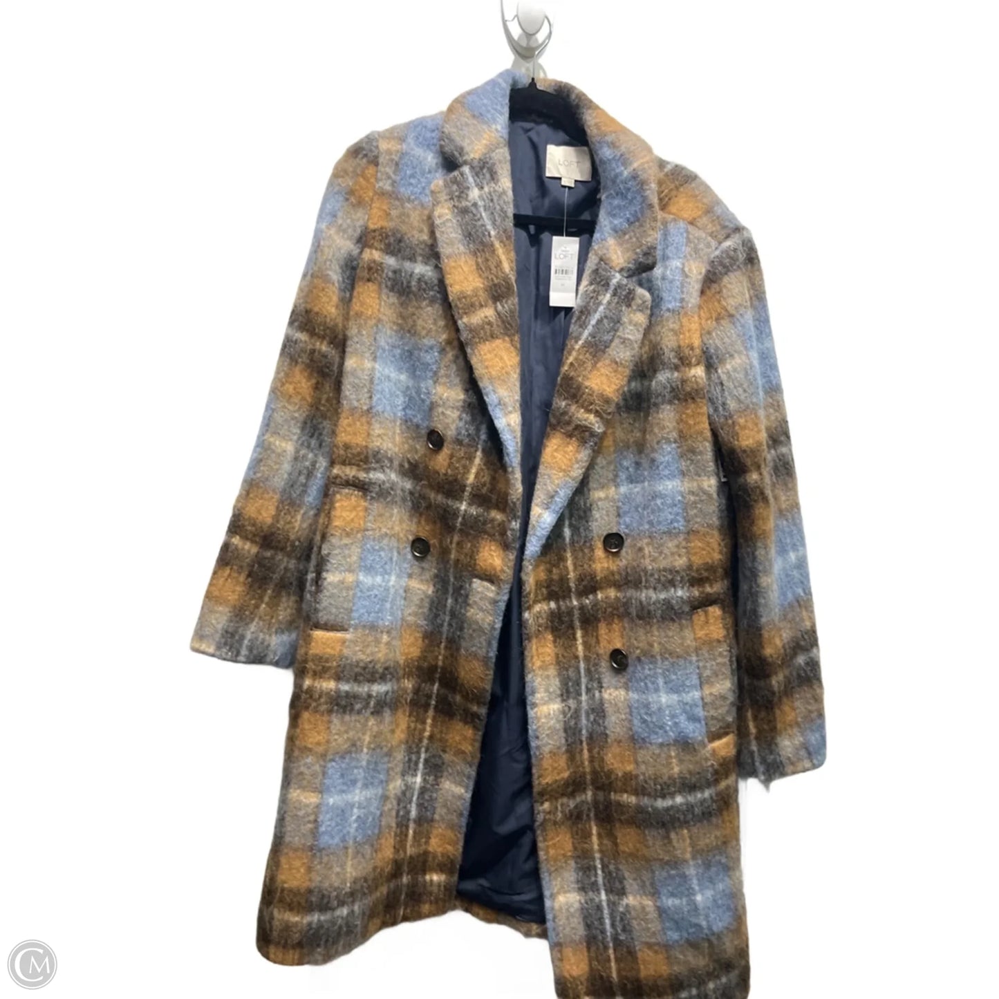 Coat Wool By Loft In Blue & Brown, Size: M