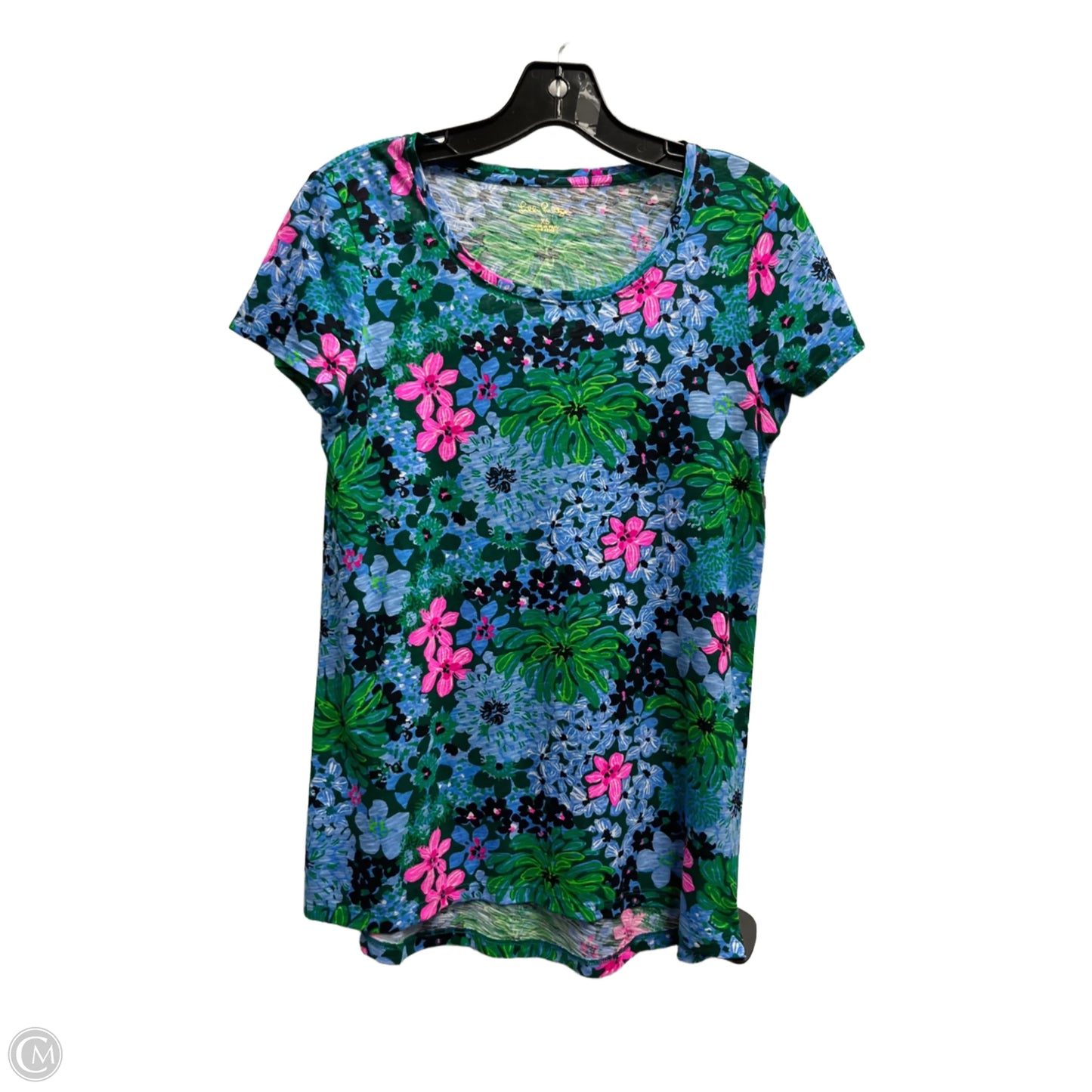 Top Short Sleeve Designer By Lilly Pulitzer In Blue & Green, Size: Xs