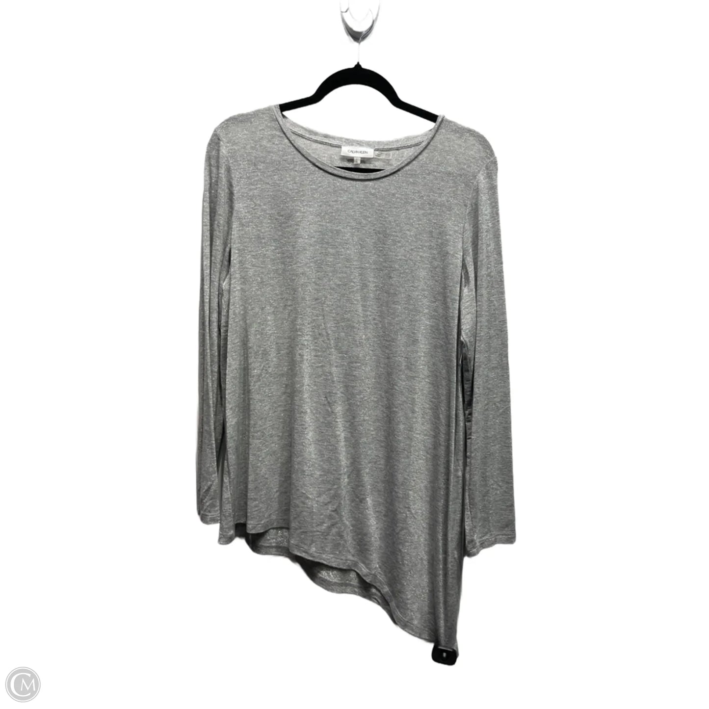 Top Long Sleeve By Calvin Klein In Silver, Size: L