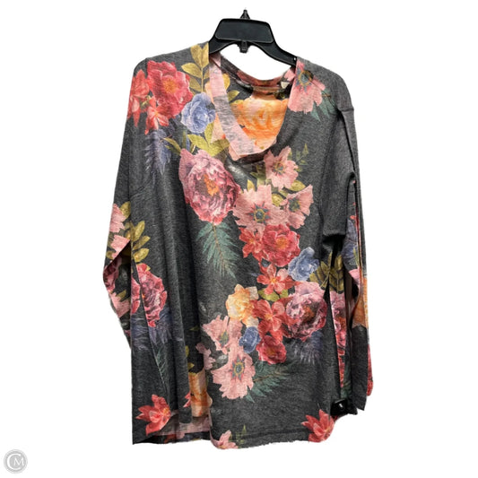 Top Long Sleeve By Soft Surroundings In Grey & Pink, Size: 2x