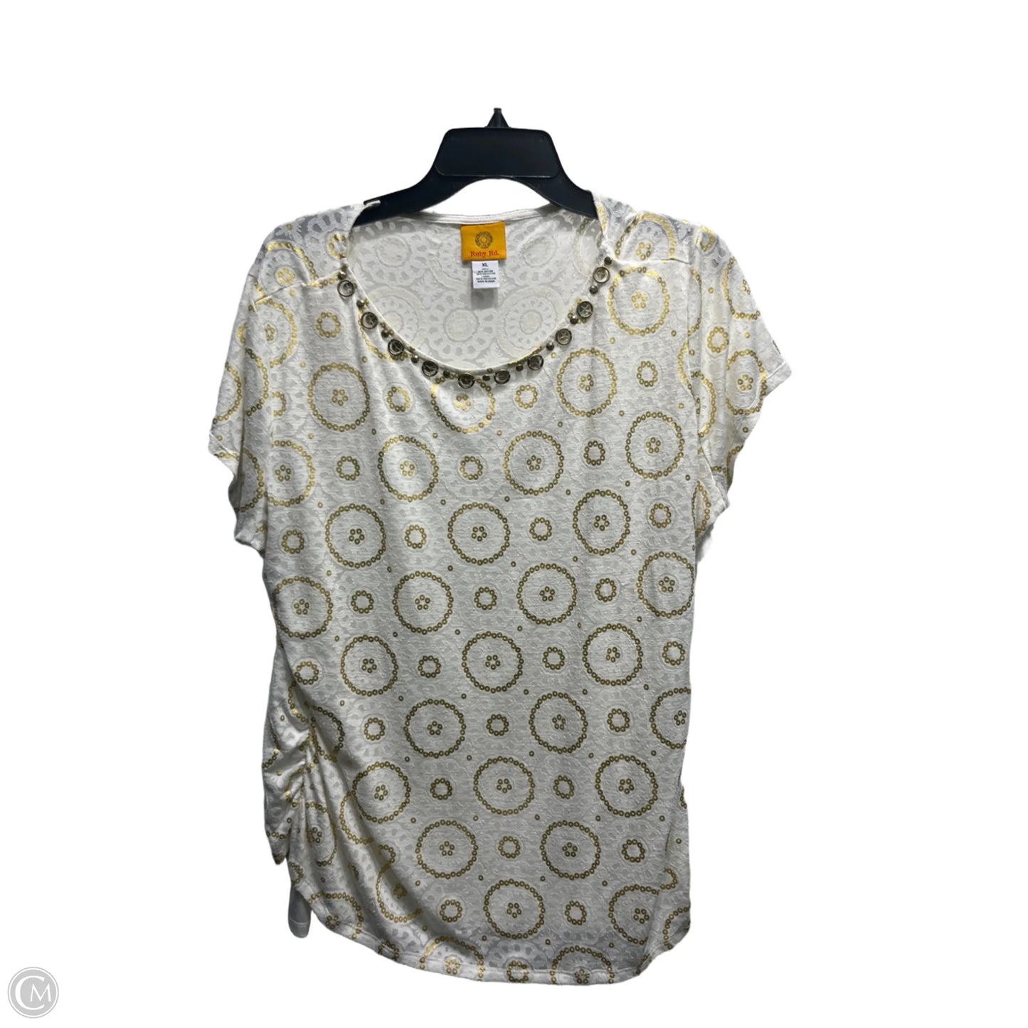 Top Short Sleeve By Ruby Rd In Gold & White, Size: Xl
