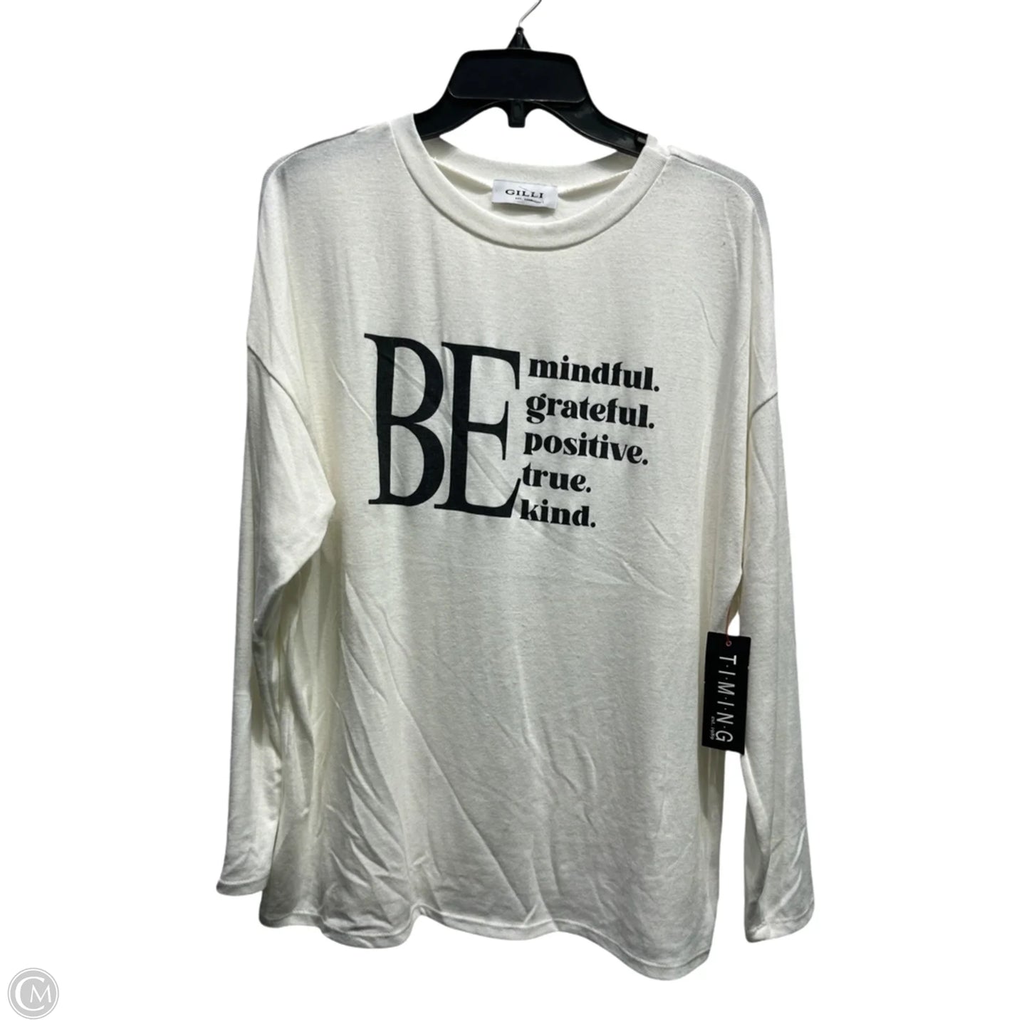 Top Long Sleeve By Gilli In Black & White, Size: M